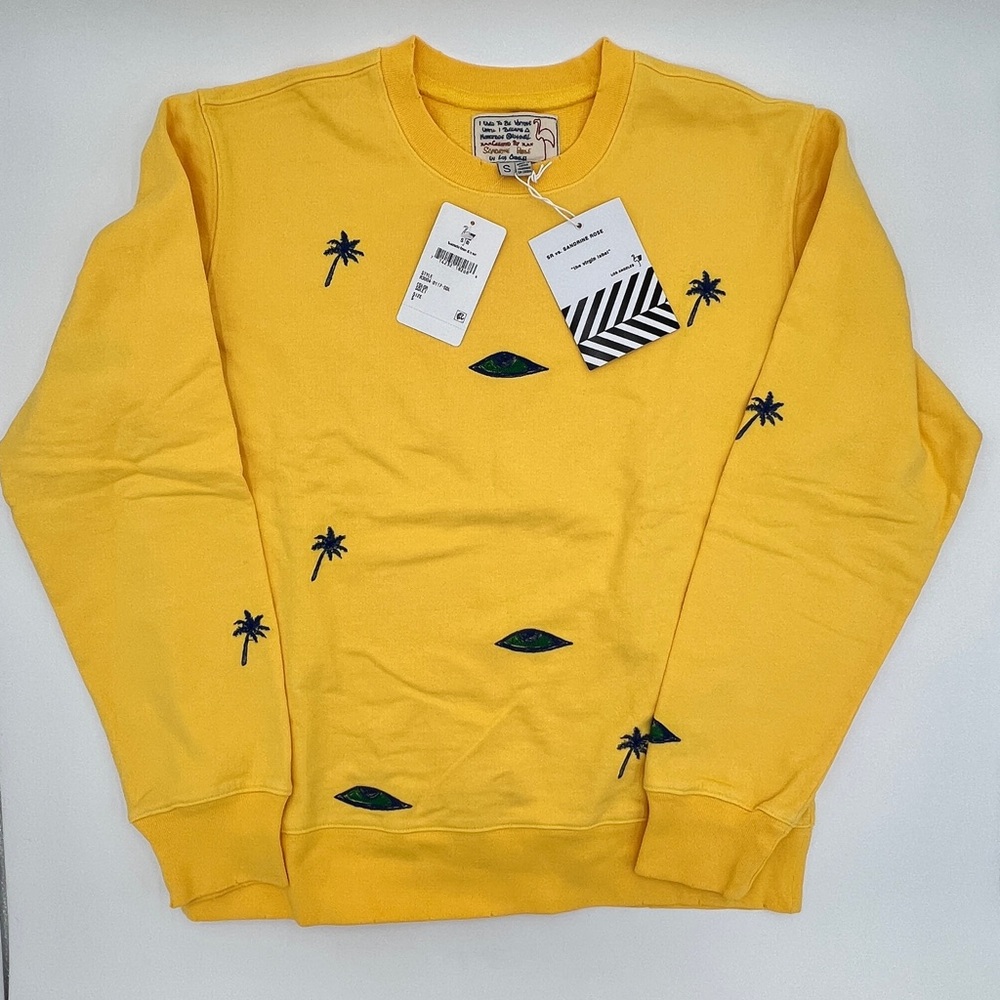 Sandrine Rose x Free People - Evil Eye/Palm Tree Embroidered Sweatshirt